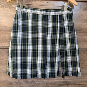 Becky Thatcher Girl 16 Green Navy Blue White Plaid 80 Skort School Uniform Skirt